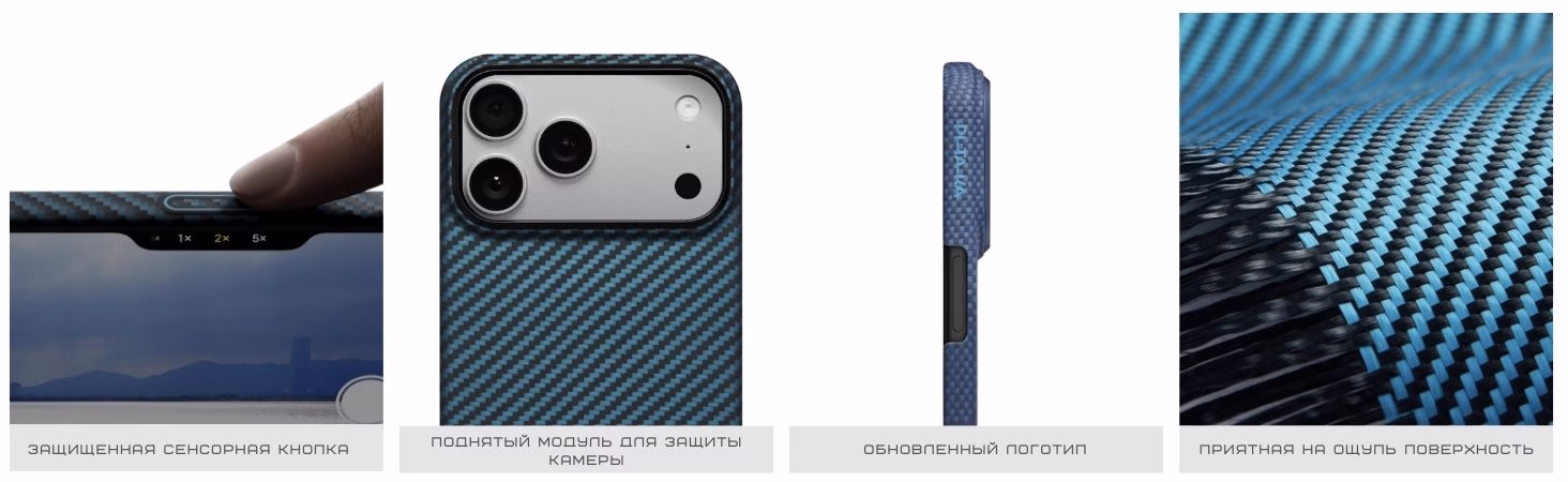 Чехол Pitaka Ultra-Slim Twill Blue/Grey для iPhone 17 Pro Max - 7